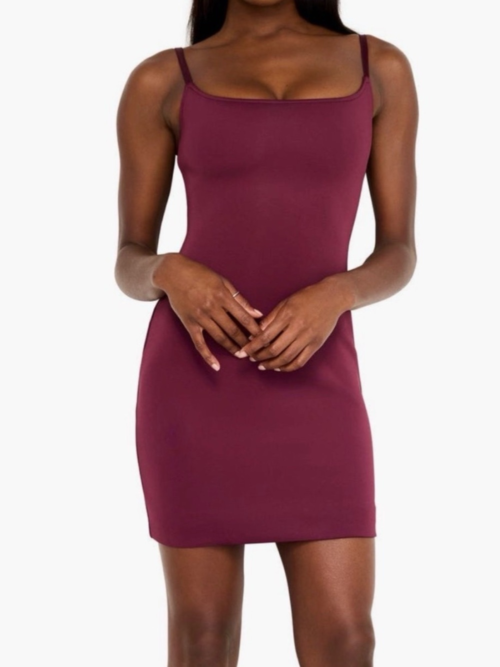 good American oxblood scoop cami bodycon mini dress